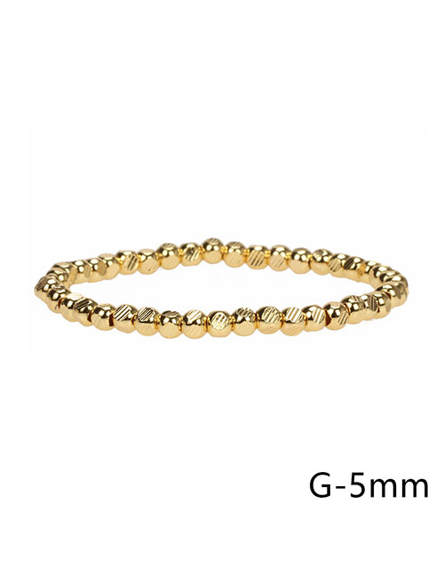 Fashion G-5mm Solid Copper Metal Beaded Bracelet