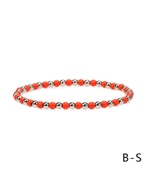 Fashion Br1404-b-s Platinum Beads Solid Copper Painted Geometric Beaded Bracelet