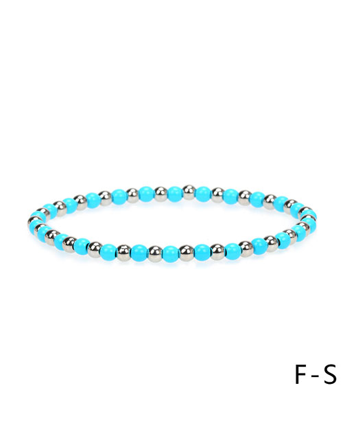 Fashion Br1404-f-s Platinum Beads Solid Copper Painted Geometric Beaded Bracelet