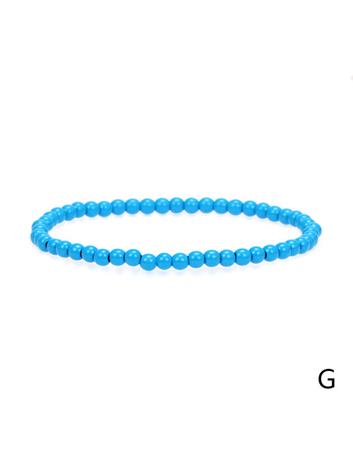 Fashion Br1404-g Dark Blue Solid Copper Painted Geometric Beaded Bracelet