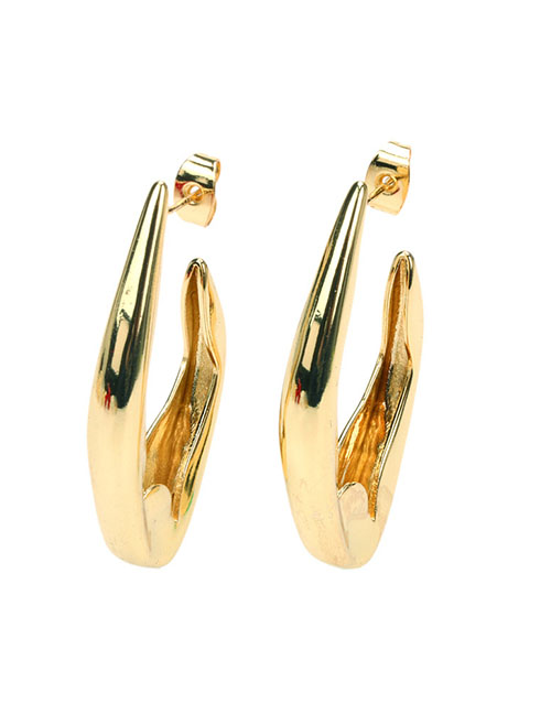 Fashion Gold Metal Geometric Glossy Irregular Earrings