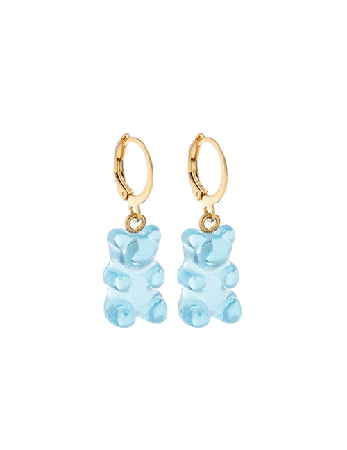 Fashion Gold + Light Blue 2669 Cartoon Gummy Bear Earrings