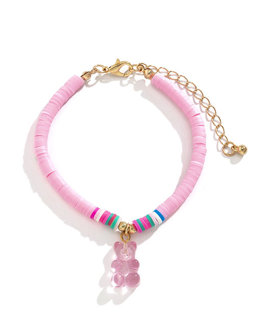 Fashion Bracelet Gold + Pink 1066 Geometric Gummy Bear Clay Bracelet