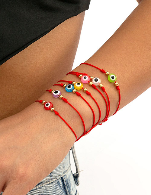 Fashion Section One Red 3467 Wax Thread Braided Eye Bracelet Set