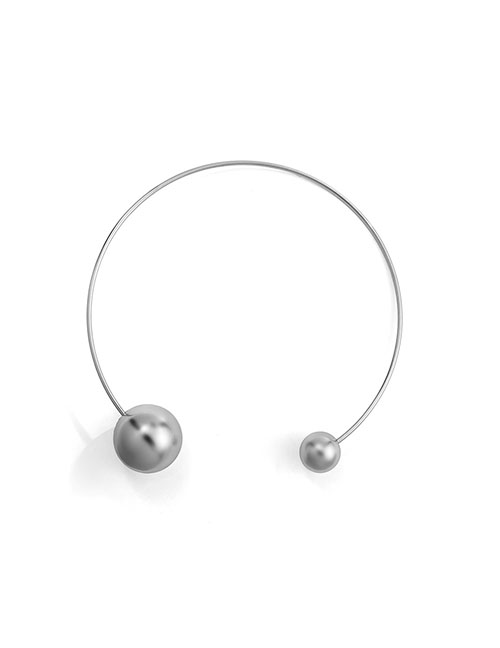 Fashion White K5114 Geometric Ball Open Collar