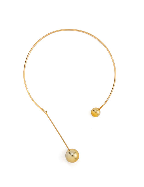 Fashion Gold 5117 Geometric Ball Open Collar