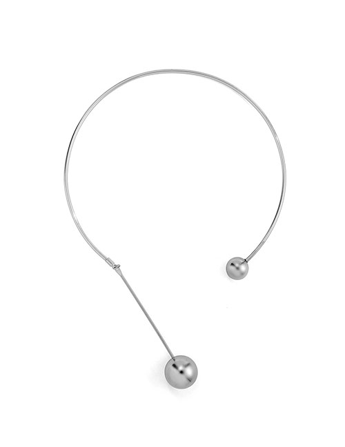 Fashion White K5117 Geometric Ball Open Collar