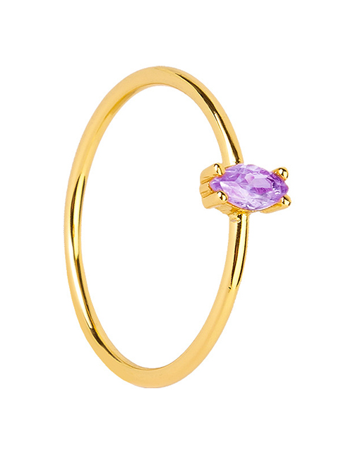 Fashion Purple Bronze Zirconium Geometric Ring