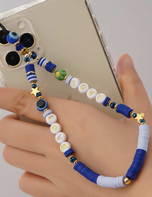 Fashion Qt-k210010b Geometric Soft Ceramic Alphabet Beads Mobile Phone Strap