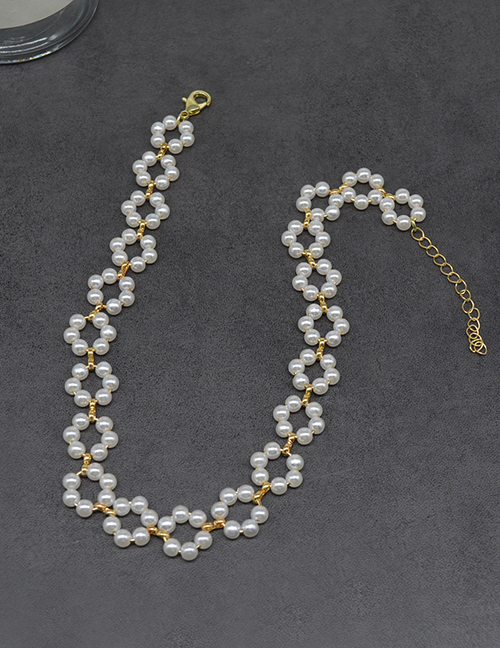 Fashion 2# Pearl Braided Flower Necklace