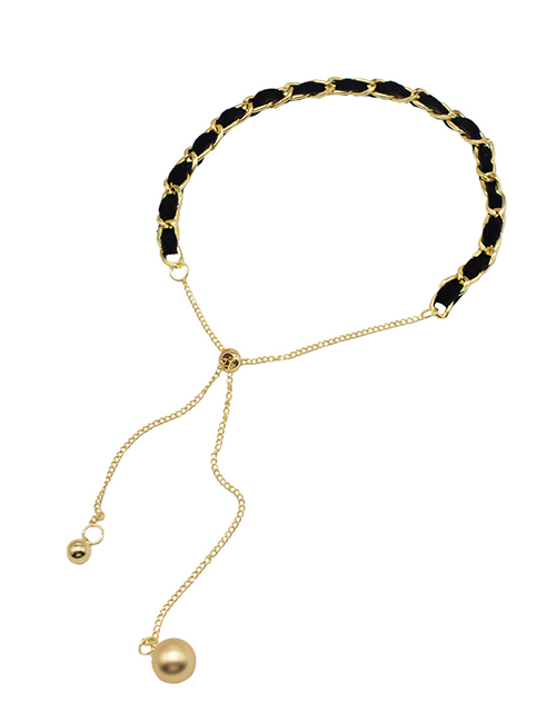 Fashion Gold Alloy Leather Chain Braided Pull Necklace