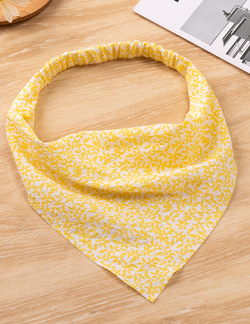 Fashion Yellow Fabric Floral Elastic Toe Head Triangle Scarf
