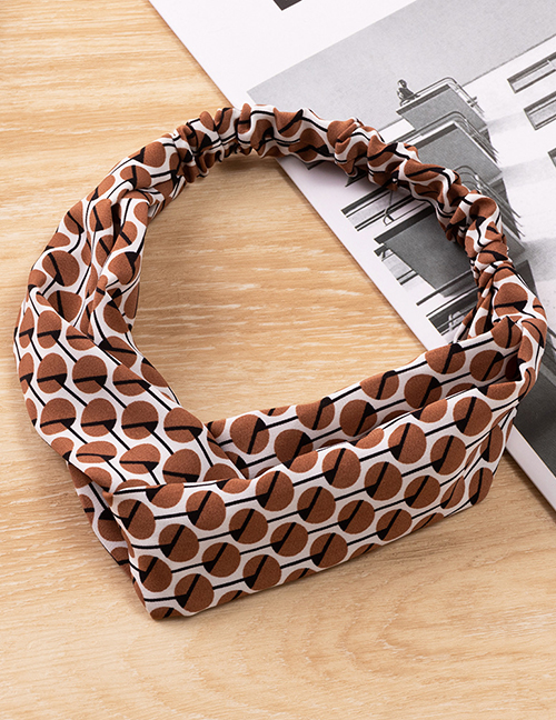 Fashion Deep Coffee Fabric-print Cross-satin Headband