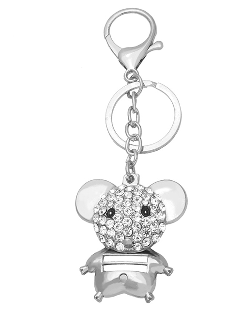 Fashion Silver Alloy Diamond Mouse Keychain  Alloy