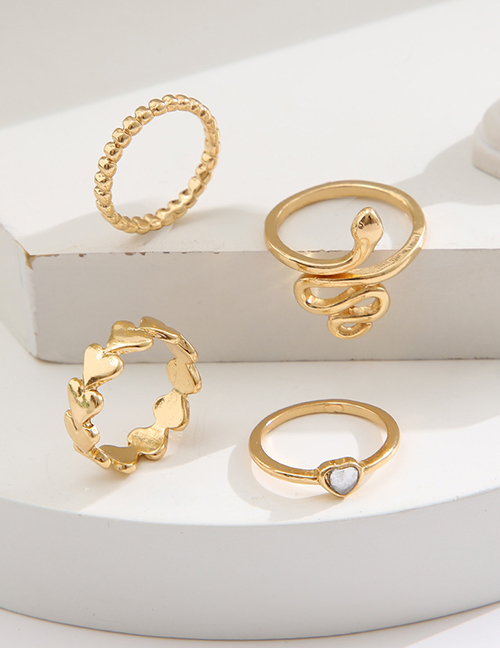 Fashion Gold Alloy Serpent Heart Ring Set
