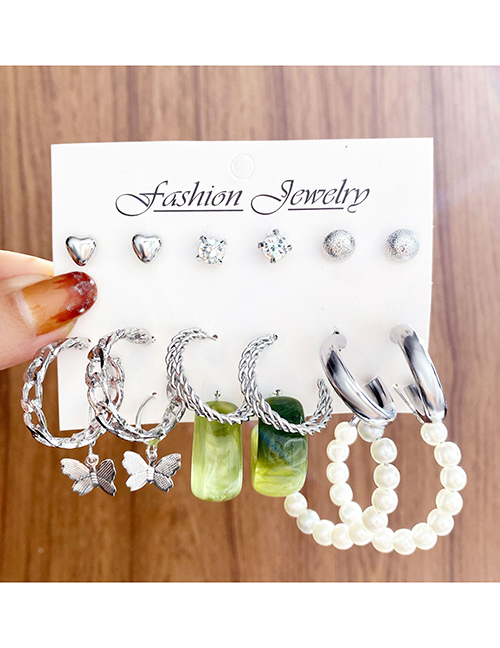 Fashion Yes Alloy Diamond Chain Butterfly Earrings Set