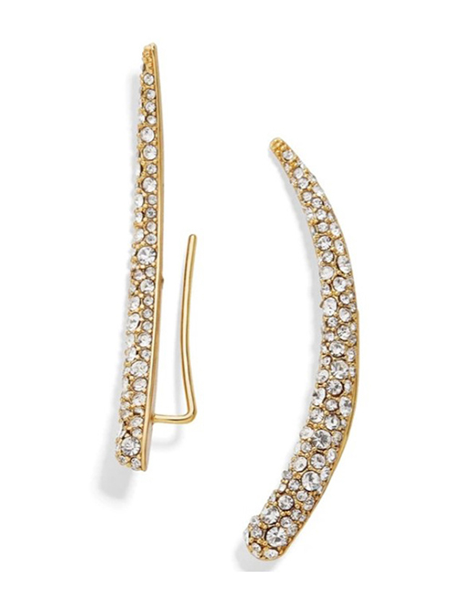 Fashion Golden Asymmetric Full Diamond Earrings