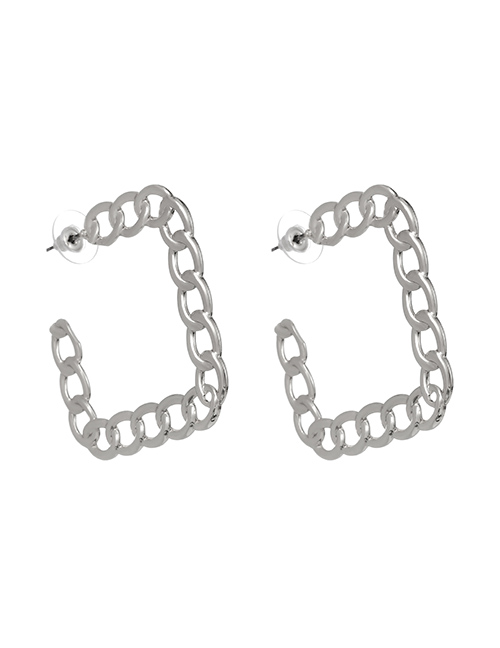 Fashion Silver Color Alloy Chain Square Earrings