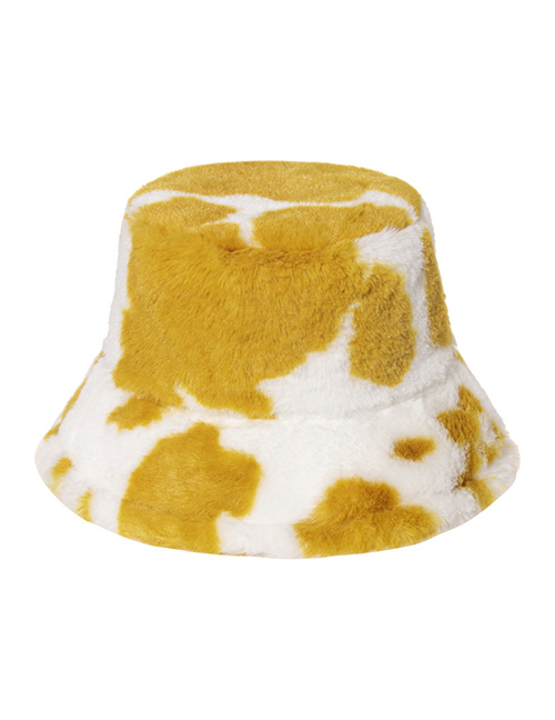 Fashion Yellow Cow Pattern Plush Warm Fisherman Hat