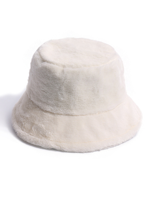 Fashion White Digital Print Rabbit Fur Fisherman Hat