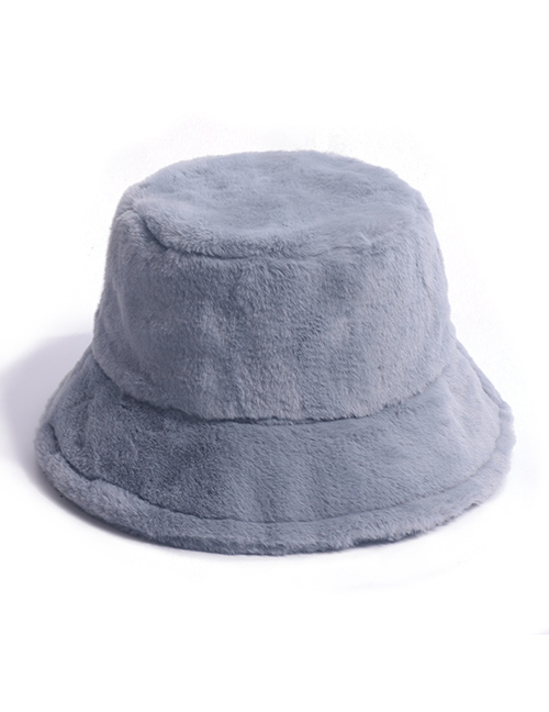 Fashion Gray Digital Print Rabbit Fur Fisherman Hat