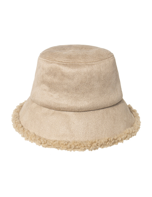 Fashion Creamy-white Suede Padded Lamb Wool Fisherman Hat