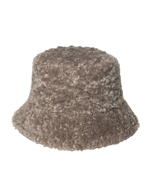 Fashion Brown Lamb Plush Warm Fisherman Hat