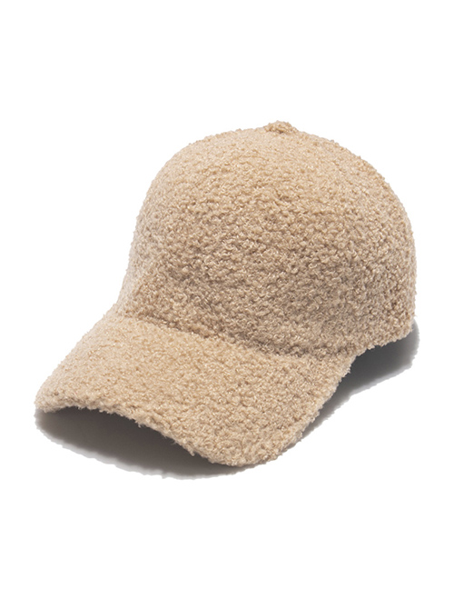Fashion Beige Warm Lamb Wool Solid Color Baseball Cap