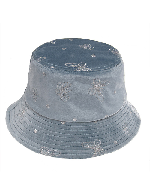 Fashion Blue Butterfly Gold Velvet Sun Shade Warm Fisherman Hat
