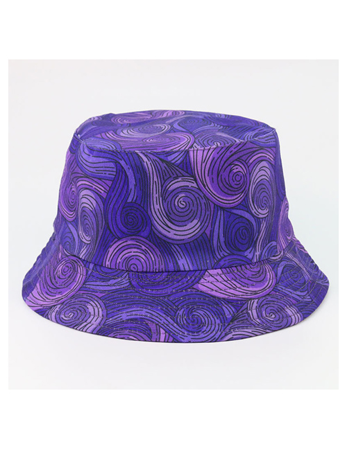 Fashion Purple Vortex Starry Sky Oil Painting Double-sided Can Wear Fisherman Hat