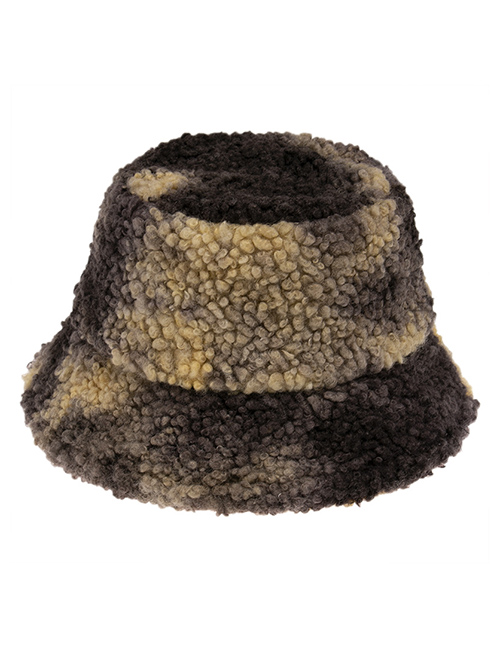 Fashion Black Tie-dyed Thick Warm Lamb Wool Fisherman Hat