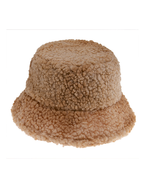 Fashion Light Brown Tie-dyed Thick Warm Lamb Wool Fisherman Hat