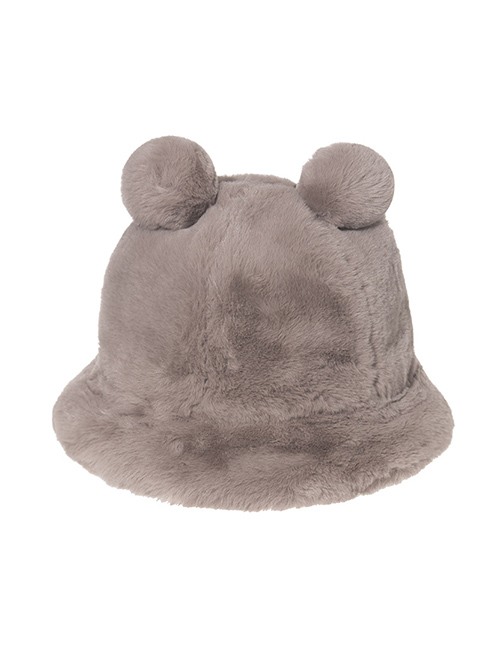 Fashion Khaki Leopard Print Bear Ear Ball Plush Fisherman Hat