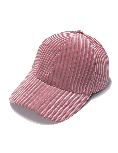 Fashion Pink Vertical Stripes Velvet Solid Color Light Board Baseball Cap