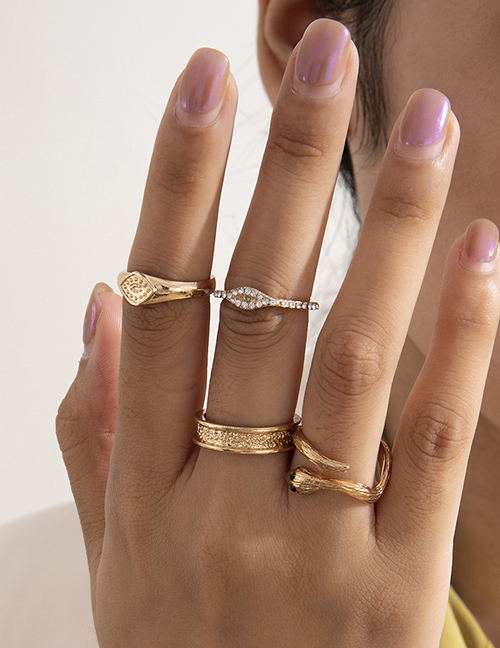 Fashion Golden Irregular Snake Shaped Ring Set