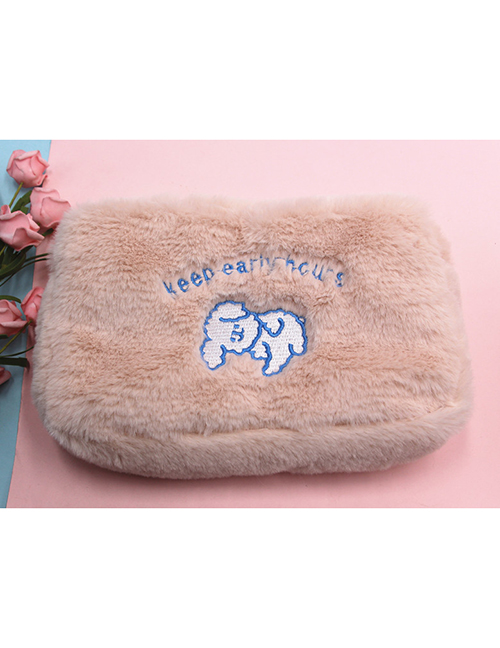 Fashion Khaki-puppy Plush Cloud Smiley Bear Cosmetic Bag