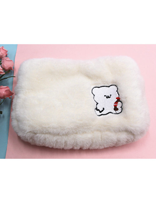 Fashion White Bear Plush Cloud Smiley Bear Cosmetic Bag