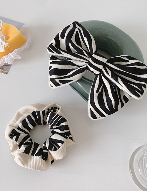 Fashion Zebra Print Black Suit Leopard Print Bow Hair Clip Large Intestine Hair Tie Set