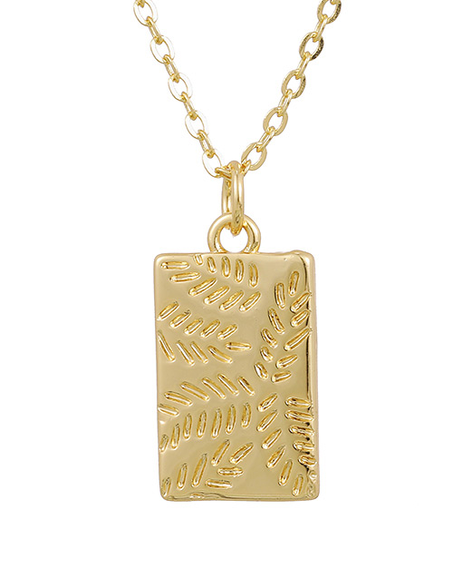 Fashion Golden Copper Leaf Square Necklace