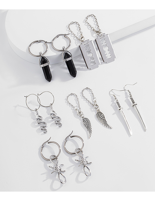 Fashion White K Serpentine Earring Multi-element Earrings Set