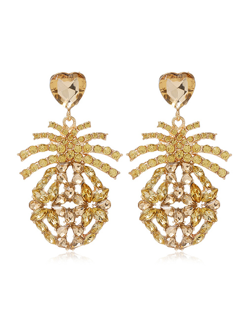 Fashion Golden Pineapple Alloy Diamond Earrings