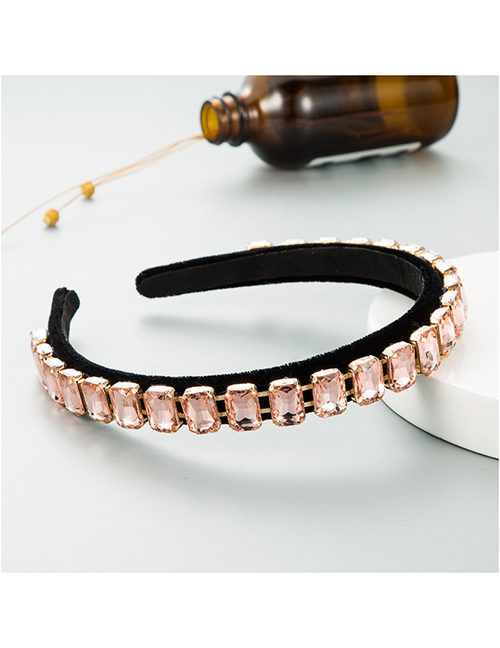 Fashion Pink Claw Chain Diamond-studded Colored Fine-rimmed Gold Velvet Headband