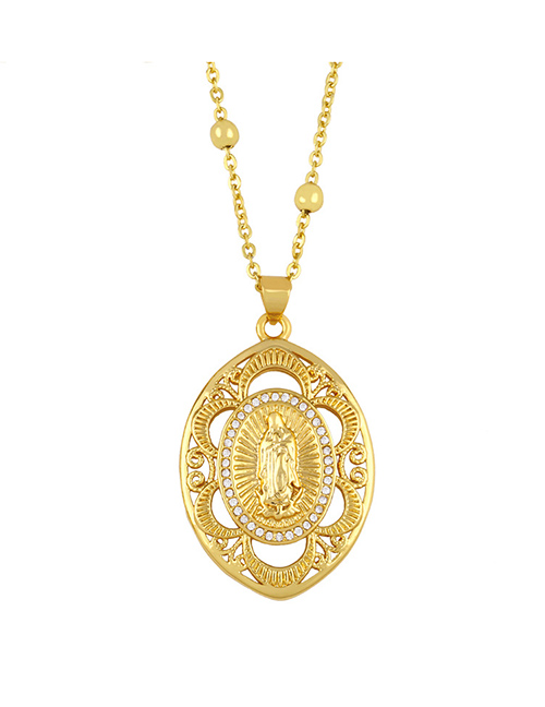 Fashion Our Lady Heart-shaped Cross Full Diamond Zircon Necklace