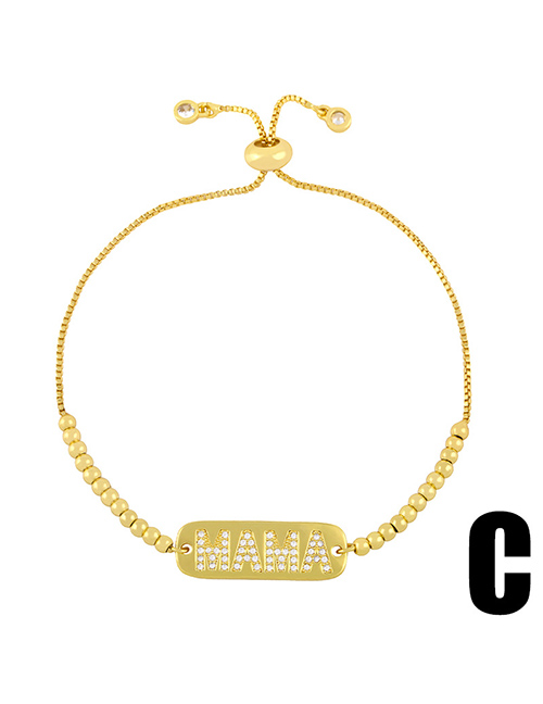 Fashion C Letter Baby Diamond Love Lock Adjustable Bracelet