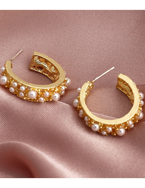 Fashion Golden Metallic Pearl Gold Geometric Earrings