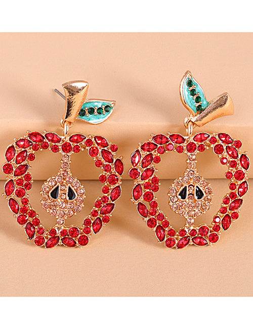 Fashion Red Fruit Apple Diamond Earrings