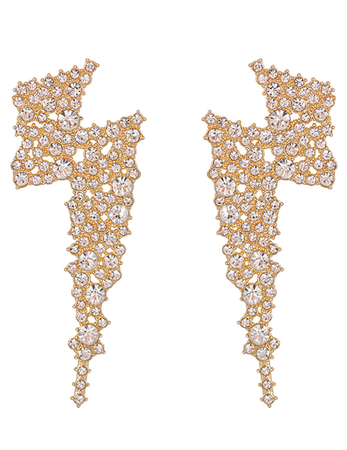 Fashion White Diamond-studded Lightning Stud Earrings