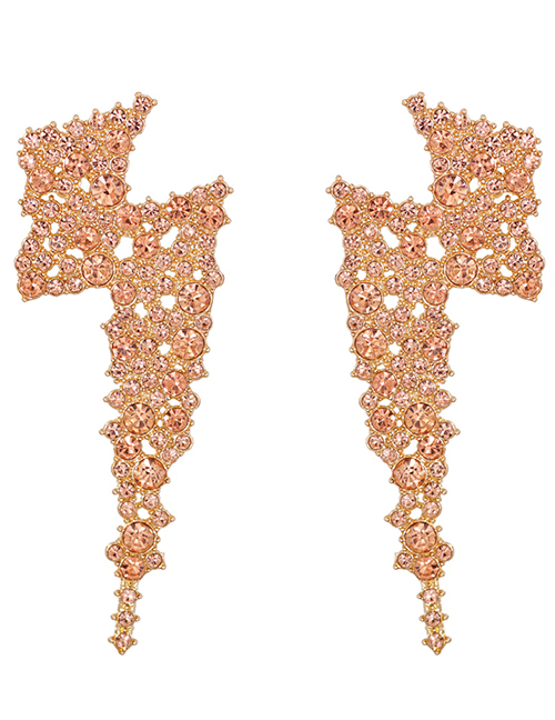 Fashion Pink Diamond-studded Lightning Stud Earrings