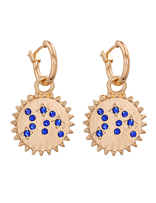 Fashion Blue Geometric Circle Hoop Earrings