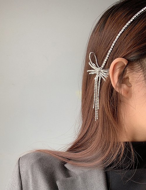 Fashion Silver Color Artificial Rhinestone Tassel Headband